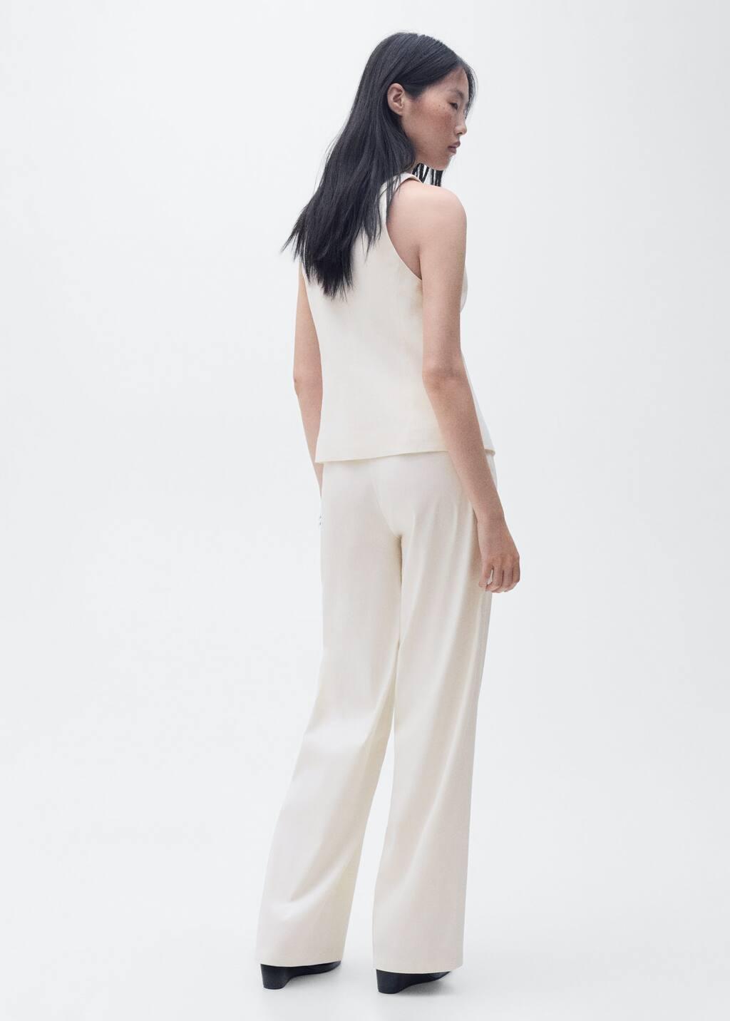Beige Straight Mid-Rise Trousers, , large image number 5