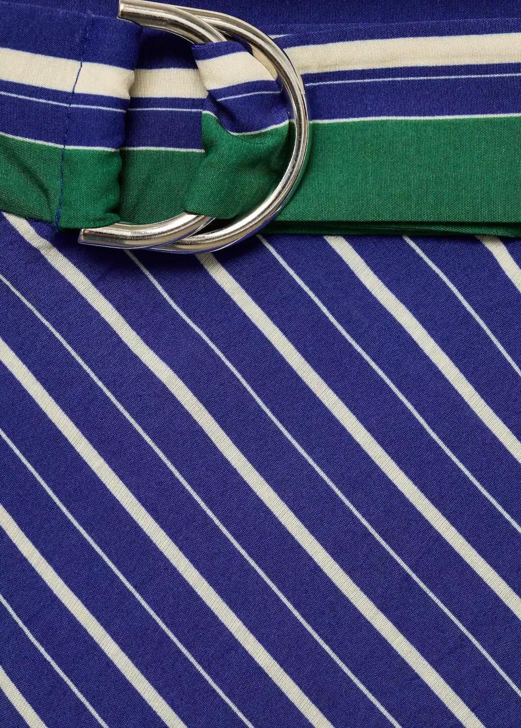 Blue Striped Midi Skirt With Belt, , large image number 2