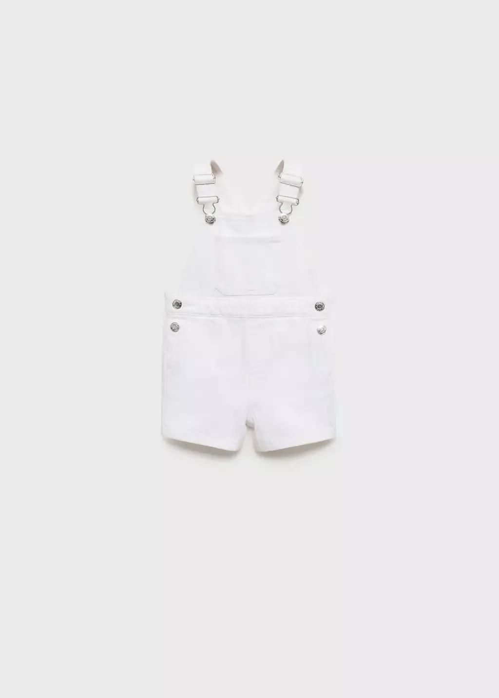 White Short Denim Dungarees, Baby Boy, , large image number 0
