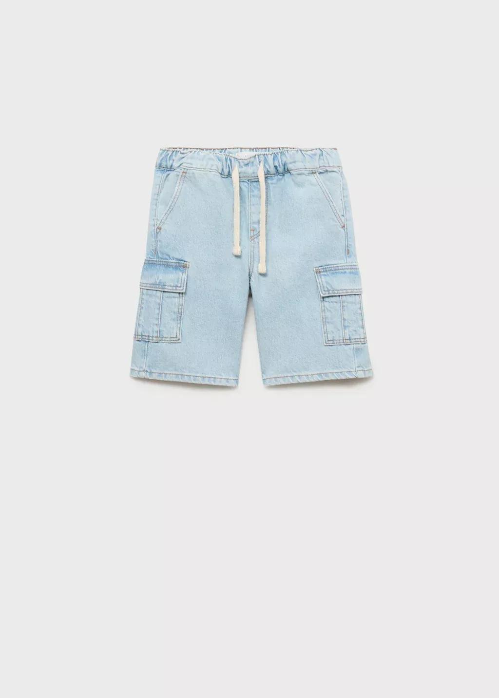 Blue Denim Cargo Shorts, Kids Boy, , large image number 0