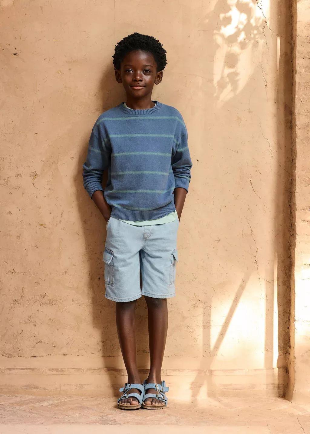 Blue Denim Cargo Shorts, Kids Boy, , large image number 4