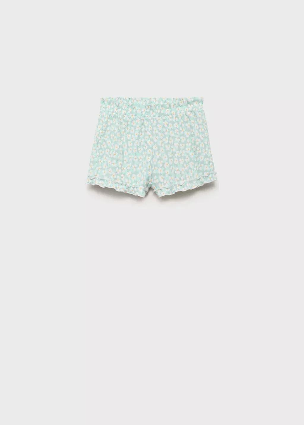 Turquoise Floral Print Short, Baby Girl, , large image number 0