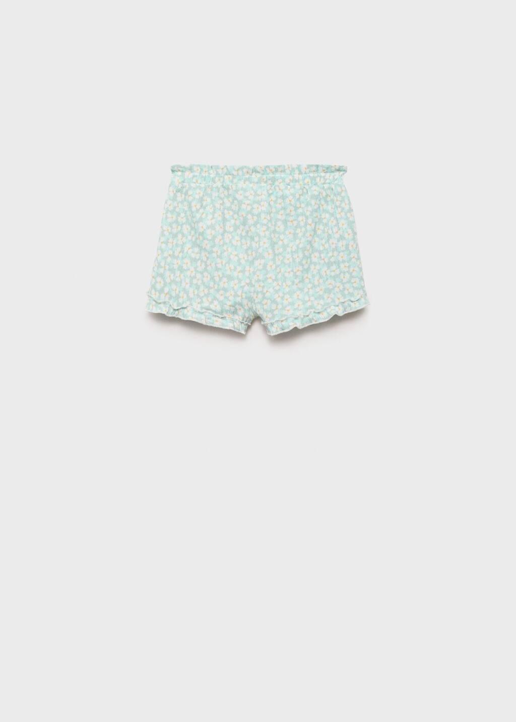 Turquoise Floral Print Short, Baby Girl, , large image number 1