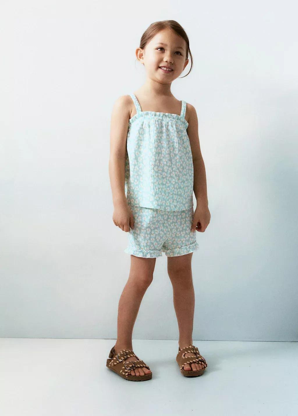 Turquoise Floral Print Short, Baby Girl, , large image number 3