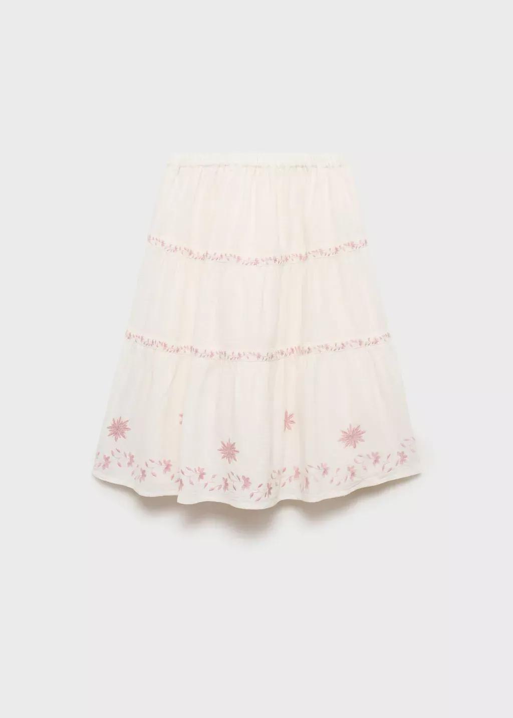 LIGHT BEIGE Floral embroidery skirt, Kids Girl, , large image number 4