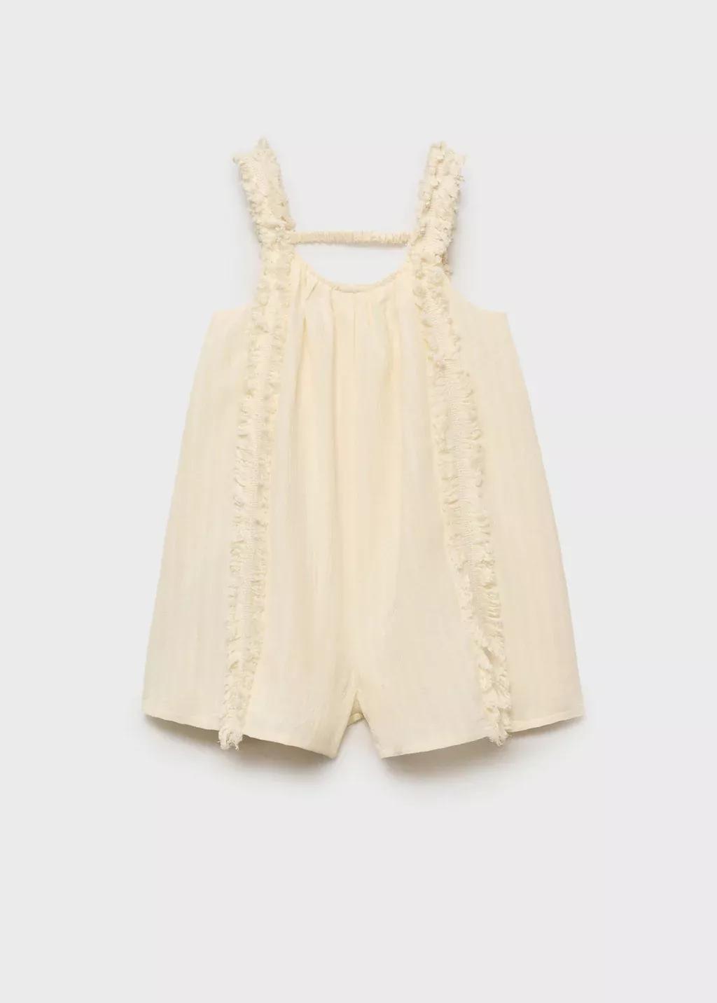 Yellow Lace Cotton Jumpsuit, Kids Girl, , large image number 0