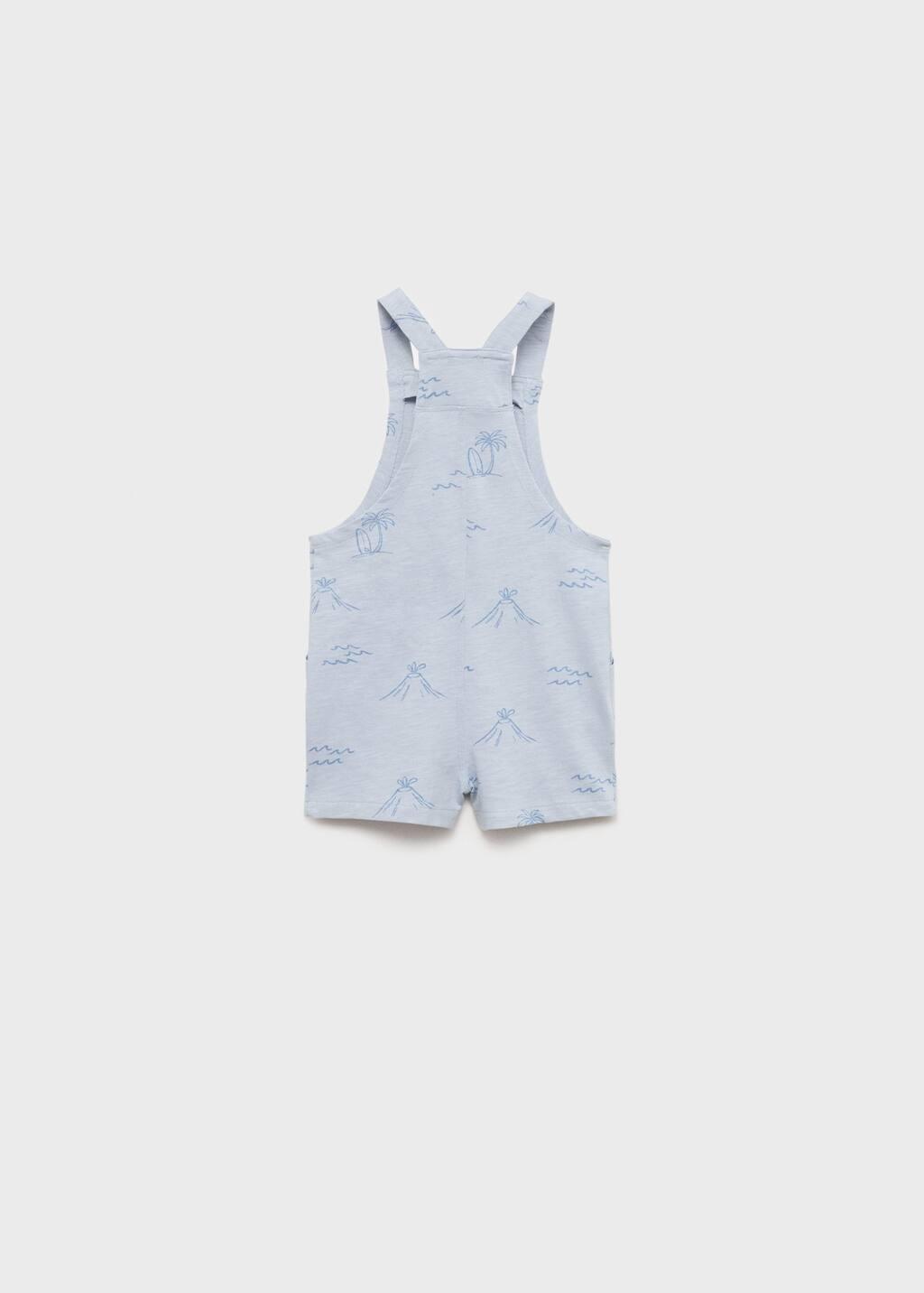 Blue Lt Pastel Palm-Print Dungarees, Baby Boy, , large image number 1