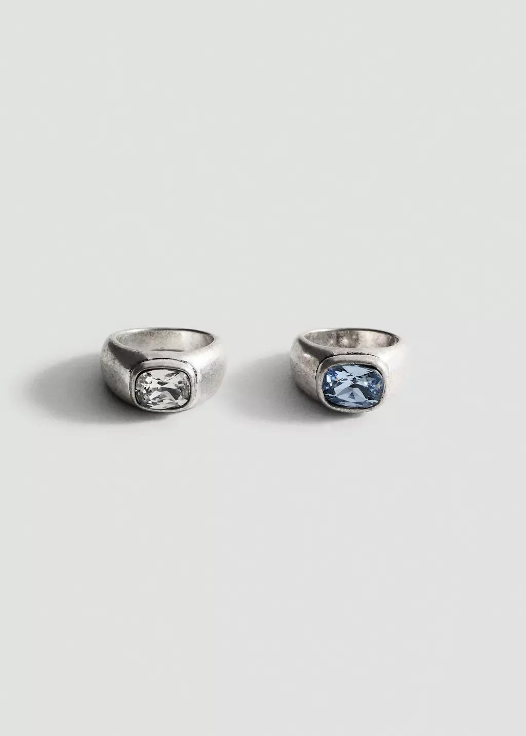 Silver Crystal Rings Set, , large image number 2