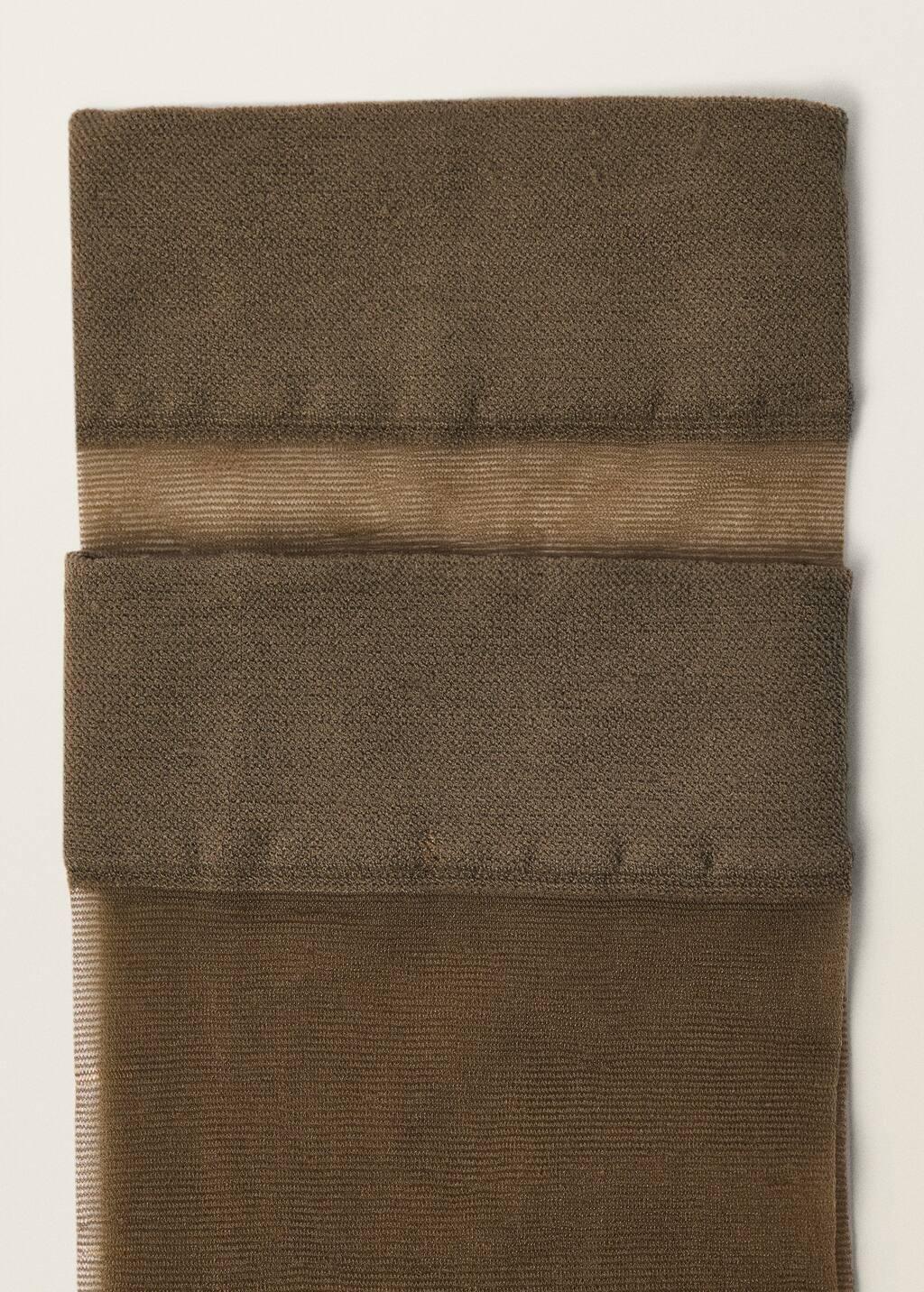 Khaki Thin Veiled Socks With Opening, 0201_37, large image number 0