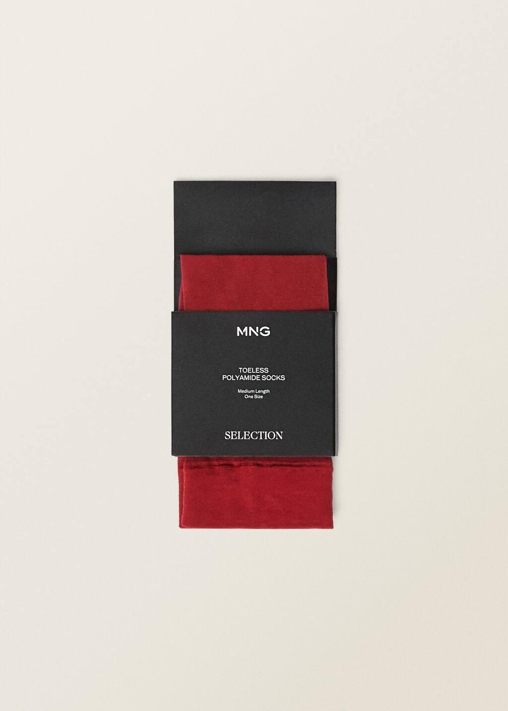 Red Thin Veiled Socks With Opening, 0201_70, large image number 3