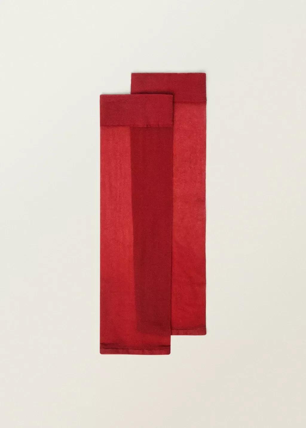 Red Thin Veiled Socks With Opening, 0201_70, large image number 4