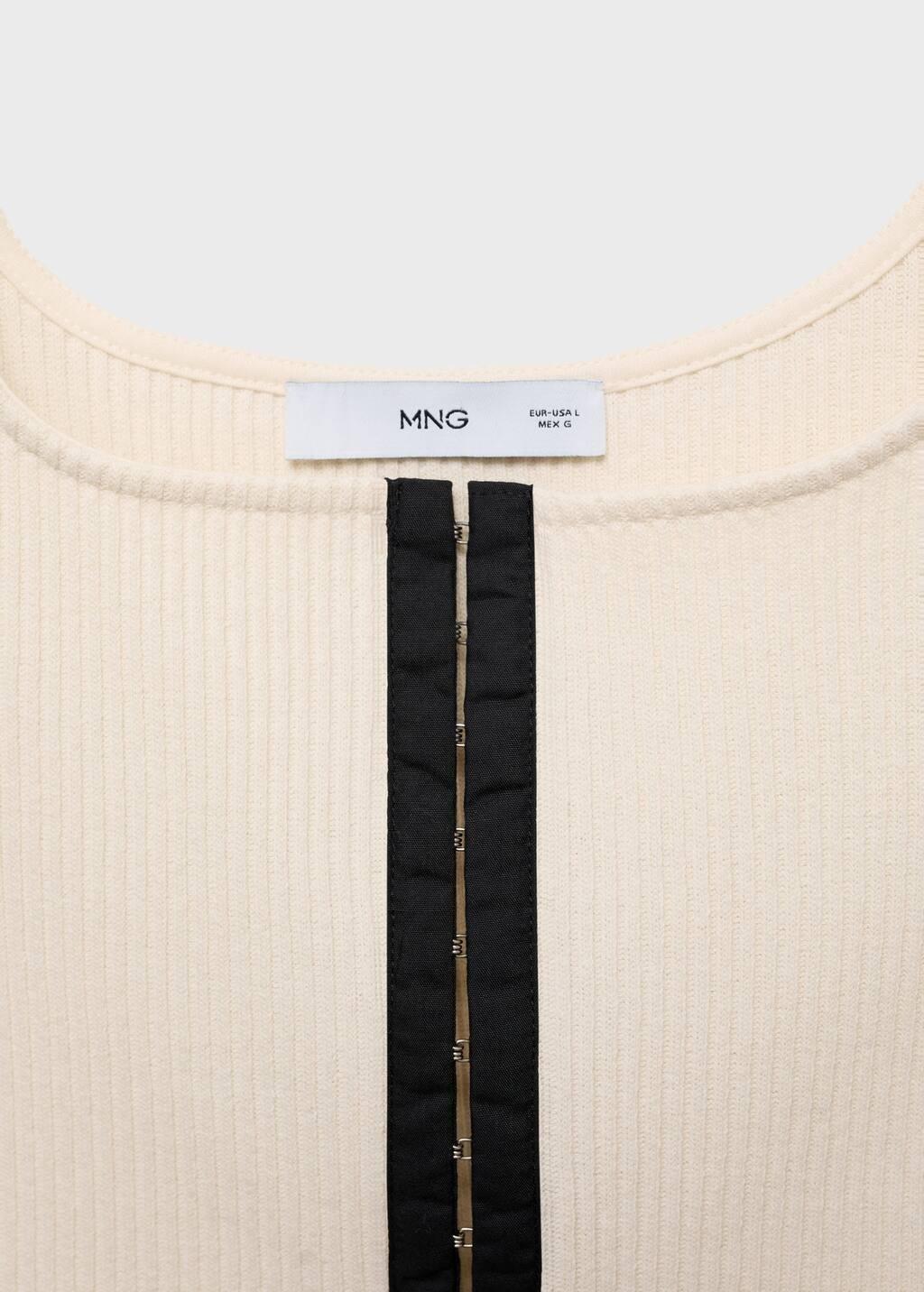 Beige Cotton Top With Contrasting Closure, , large image number 2
