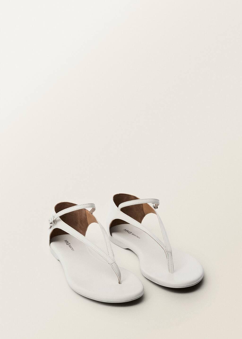 WHITE Leather straps sandals, , large image number 0