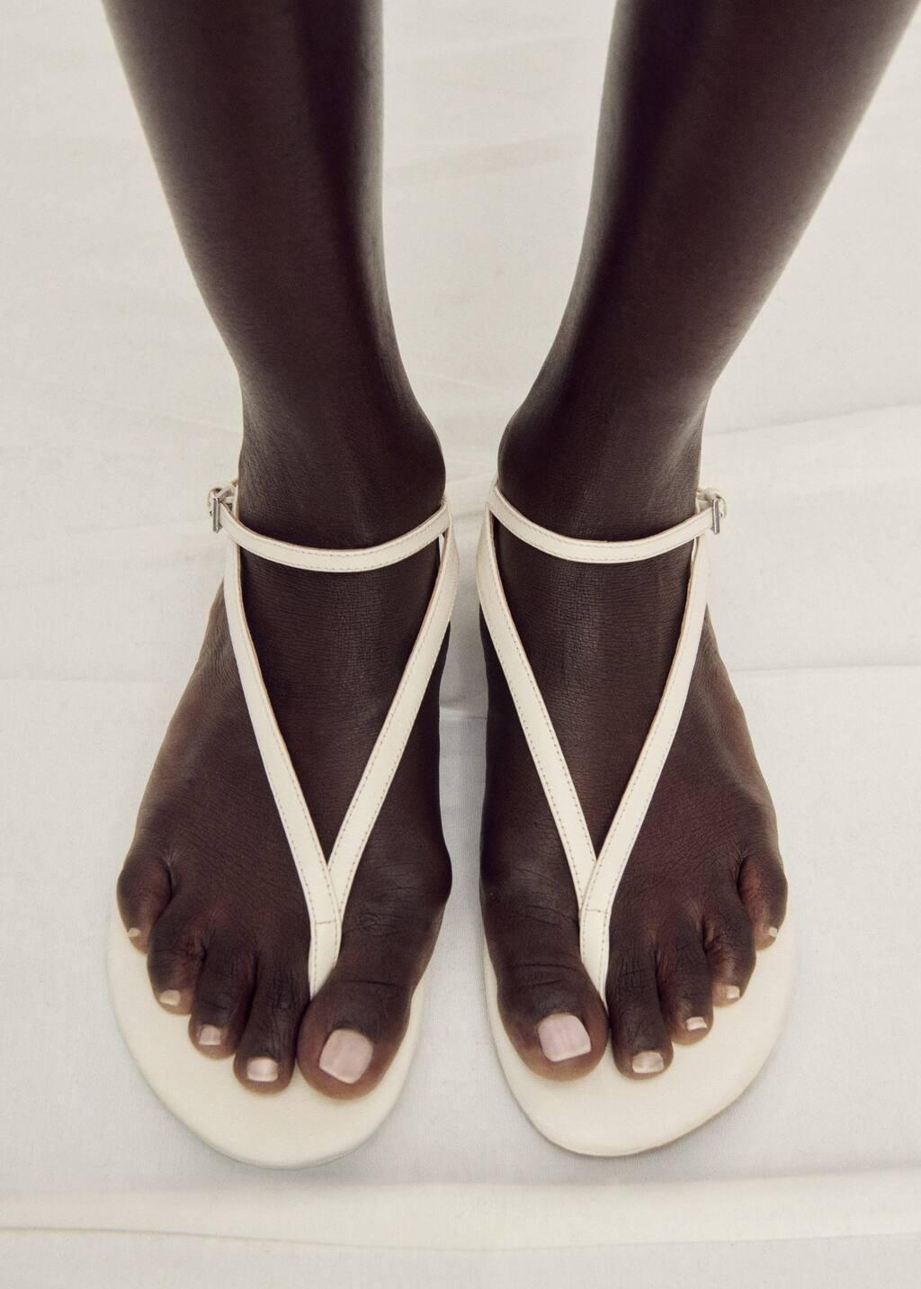 WHITE Leather straps sandals, , large image number 5
