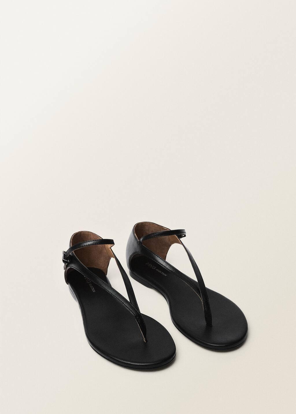 BLACK Leather straps sandals, , large image number 0