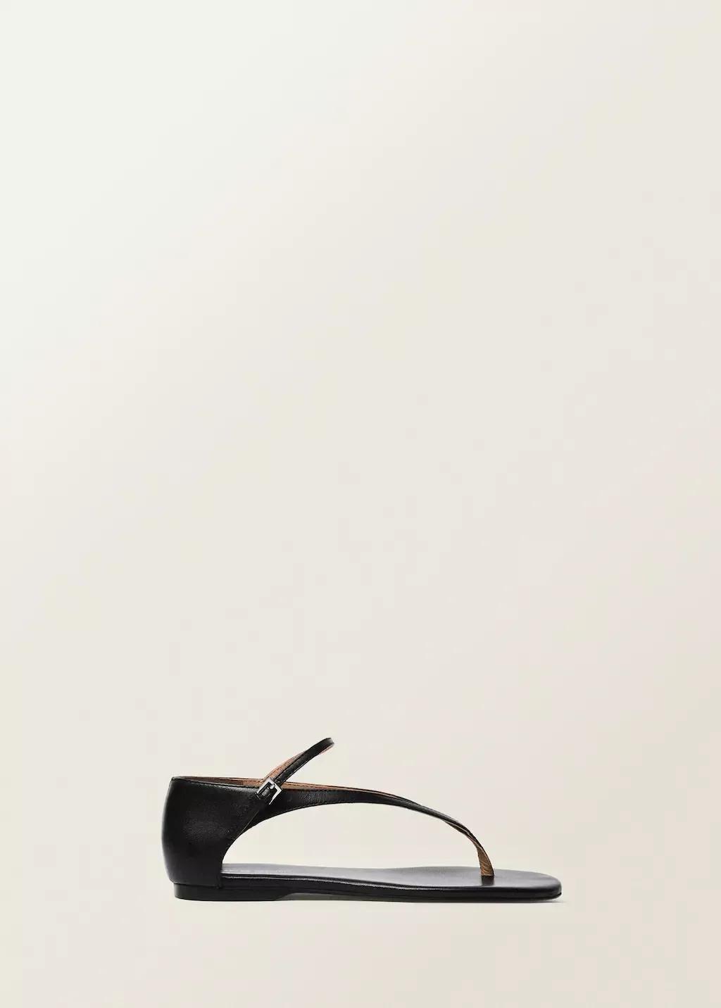 BLACK Leather straps sandals, , large image number 4