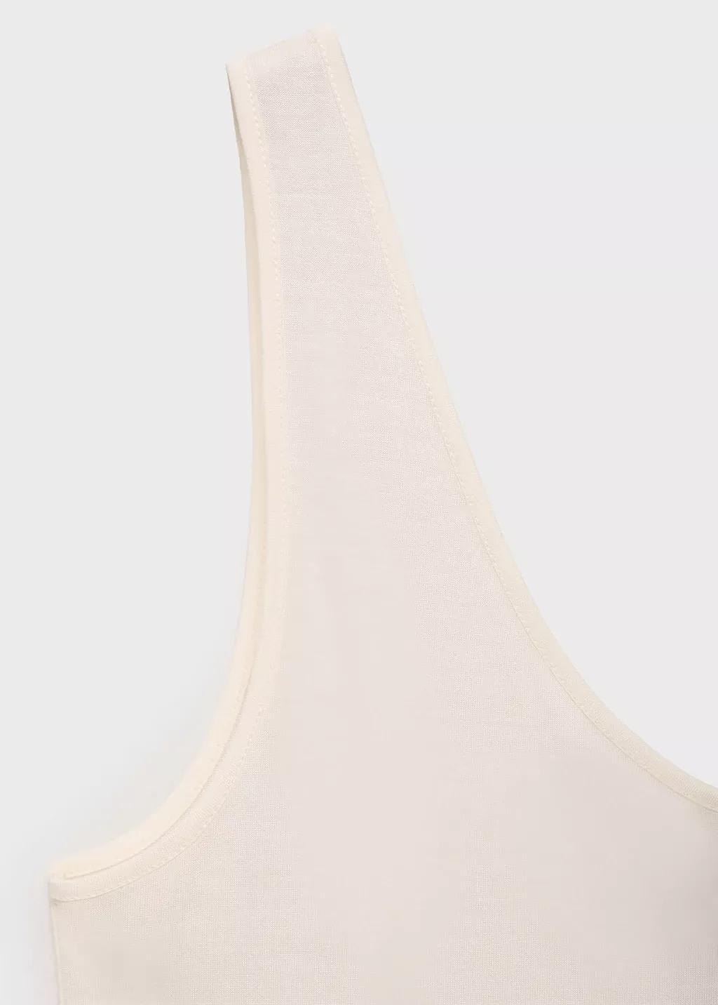 Beige Low-Neck Lyocell Top, , large image number 2