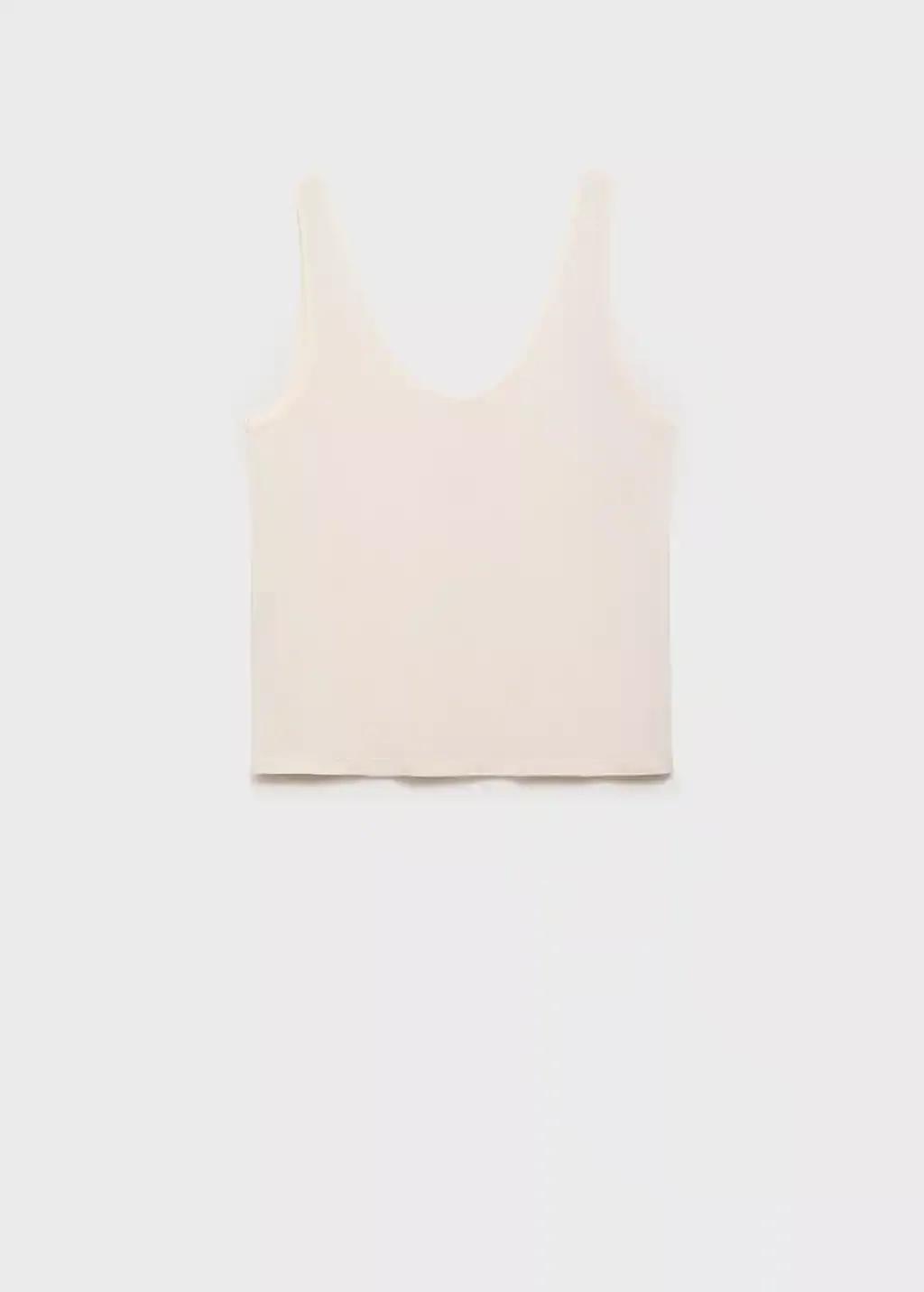 Beige Low-Neck Lyocell Top, , large image number 3