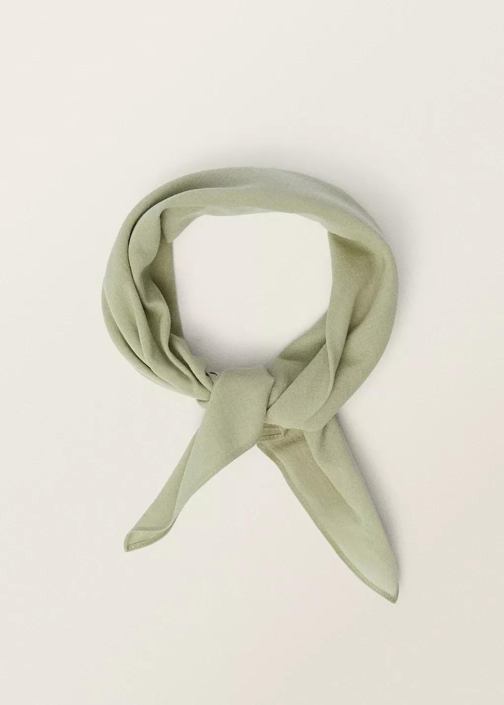 Green Plain Cotton Handkerchief, Green, large image number 1