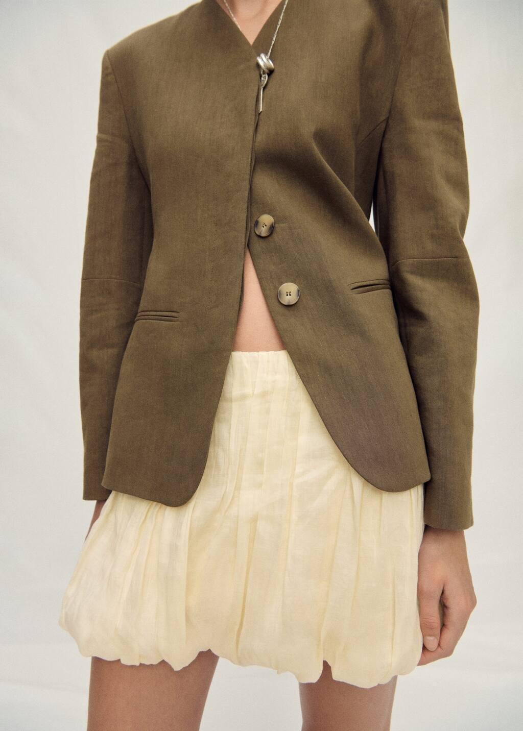 Beige Balloon-Effect Ramie Skirt, , large image number 1