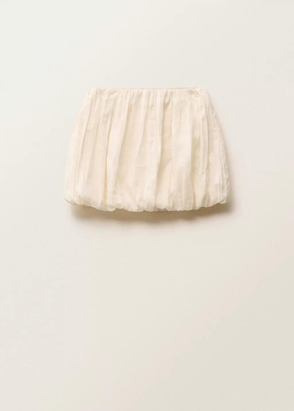 Beige Balloon-Effect Ramie Skirt, , large image number 3