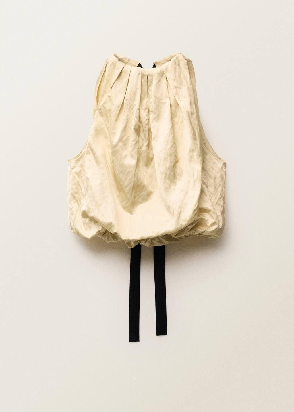 Beige Balloon-Effect Blouse In Creased Fabric, , large image number 4