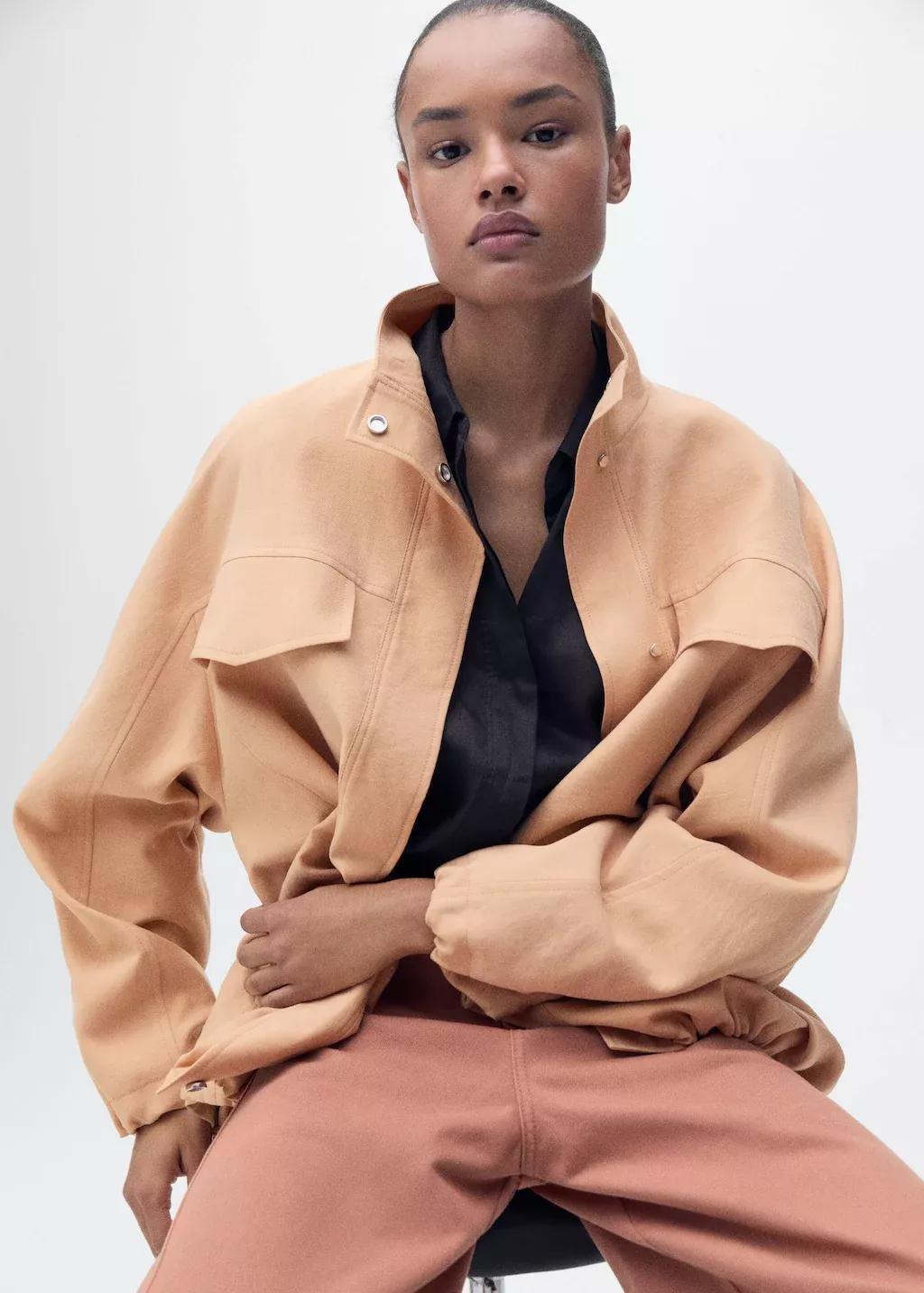 Pink Lt Pastel Oversized Lyocell Jacket With Pockets, , large image number 1