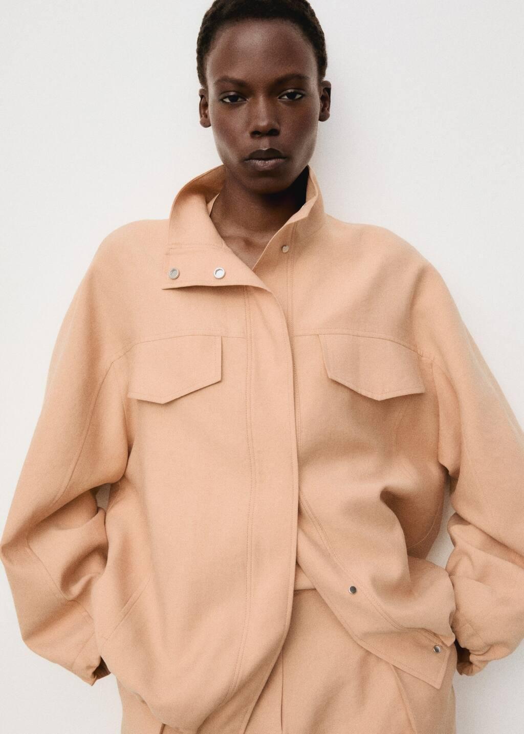Pink Lt Pastel Oversized Lyocell Jacket With Pockets, , large image number 5
