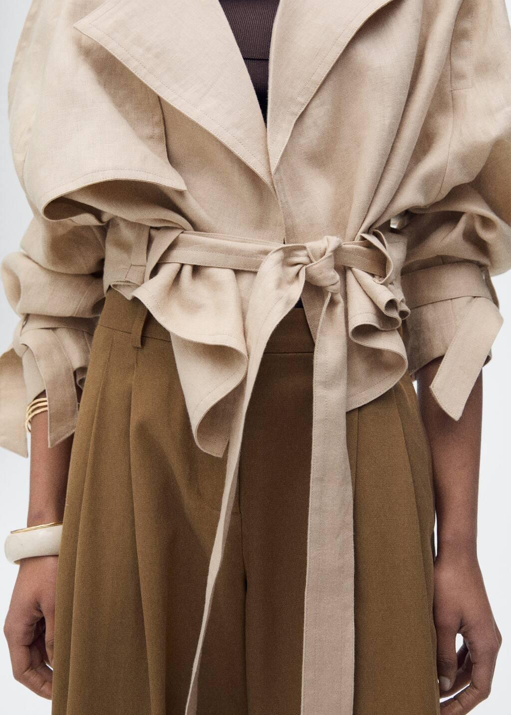 Grey Lt Pastel Linen Jacket With Belt, , large image number 2