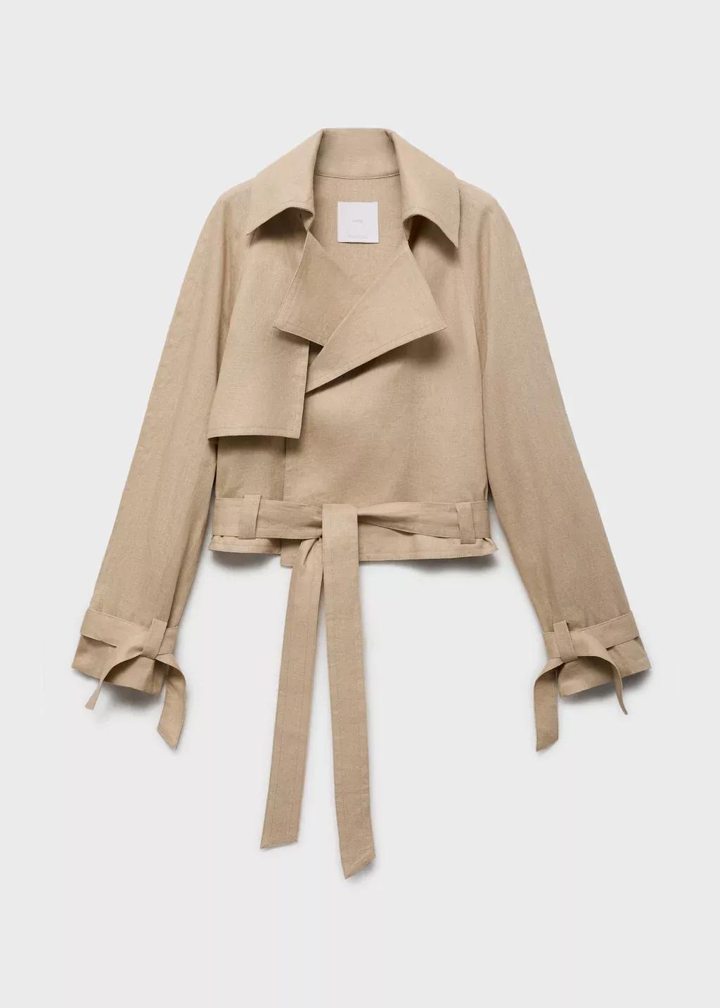 Grey Lt Pastel Linen Jacket With Belt, , large image number 3