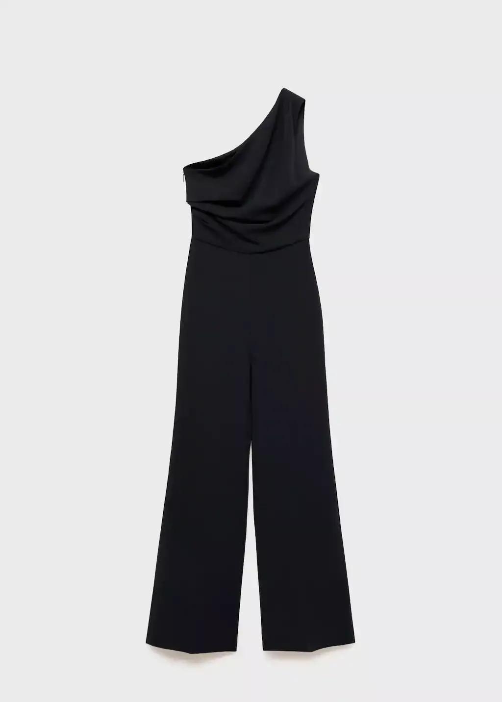 BLACK Asymmetrical jumpsuit with draped detail, , large image number 3