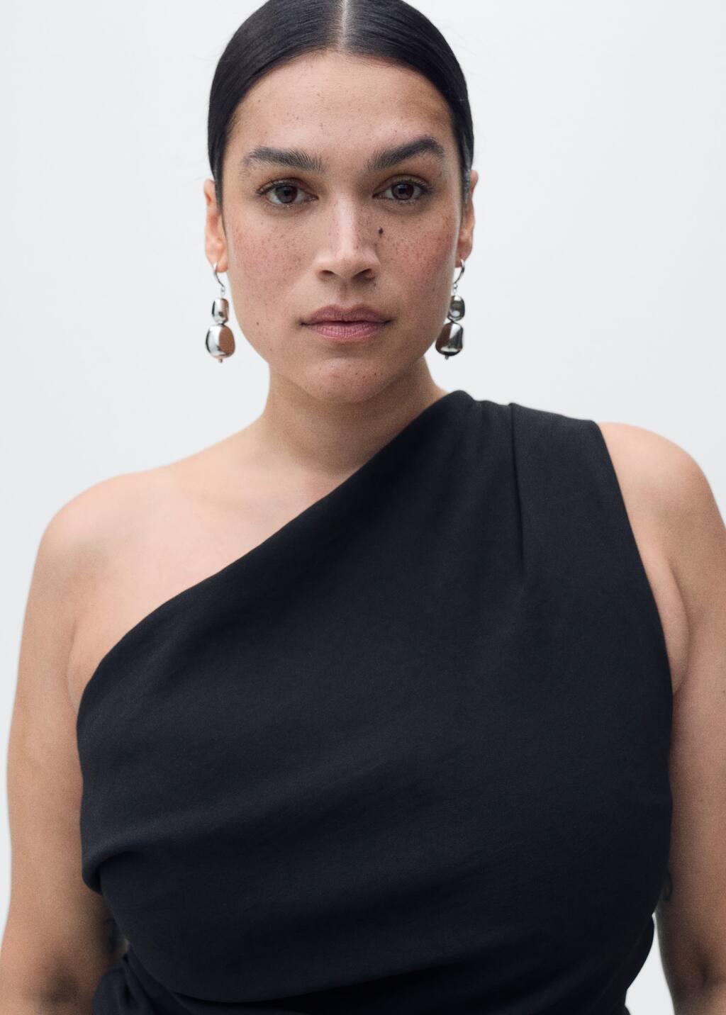 BLACK Asymmetrical jumpsuit with draped detail, , large image number 5