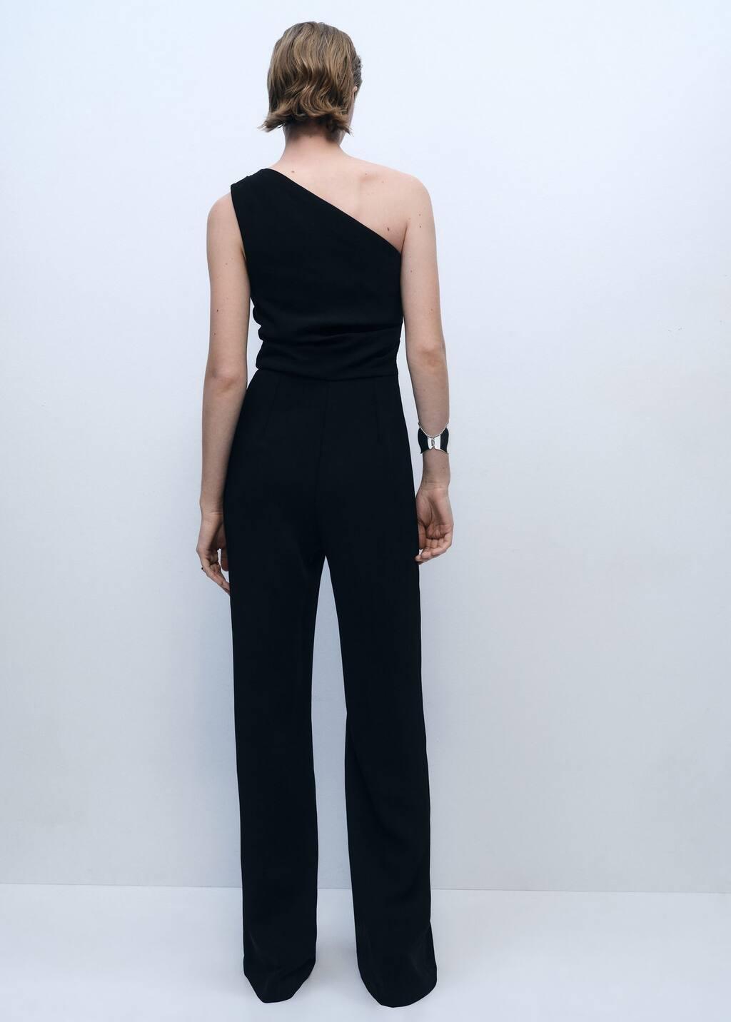 BLACK Asymmetrical jumpsuit with draped detail, , large image number 8