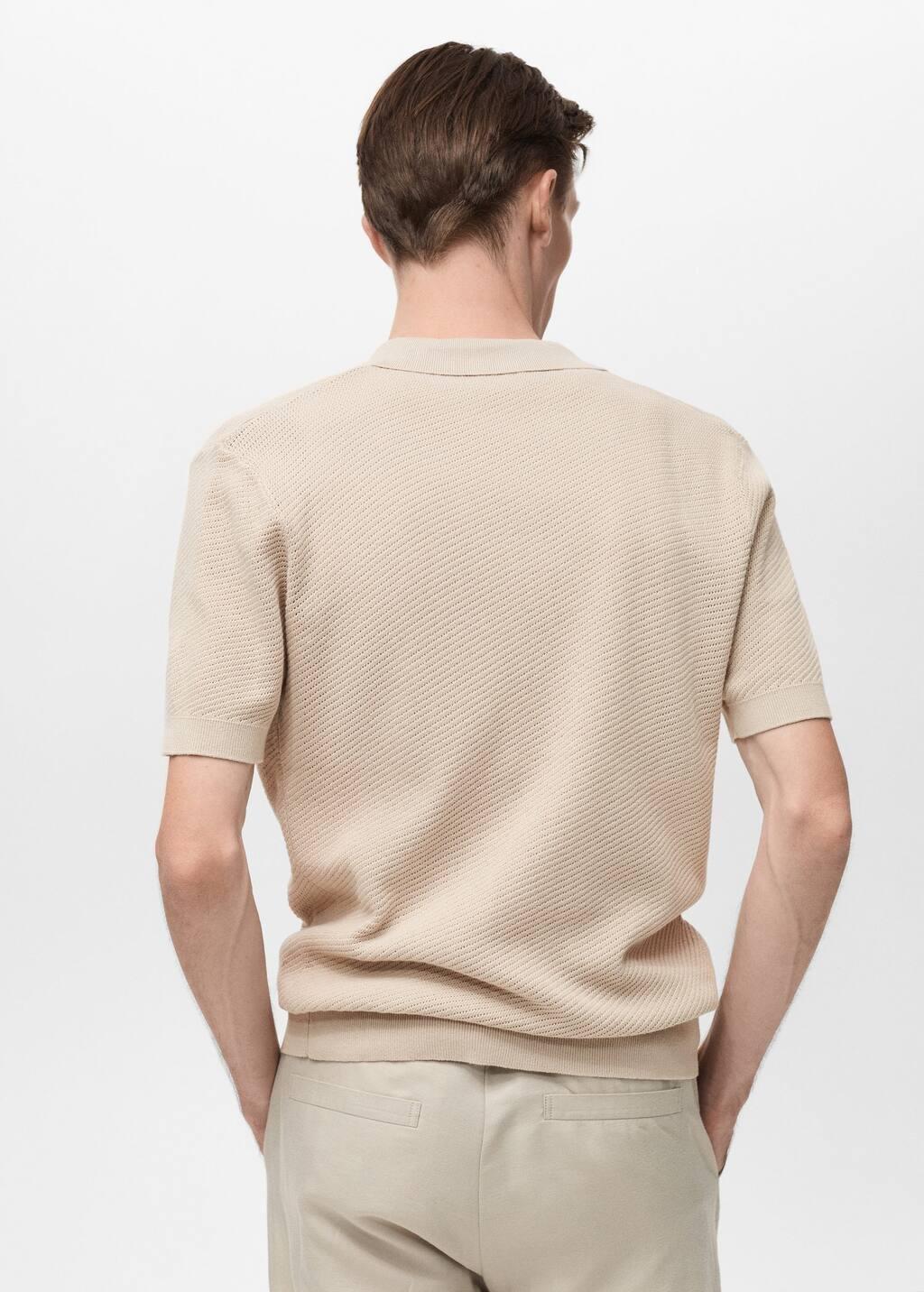 Brown Lt Pastel Openwork Knitted Structured Shirt, , large image number 6