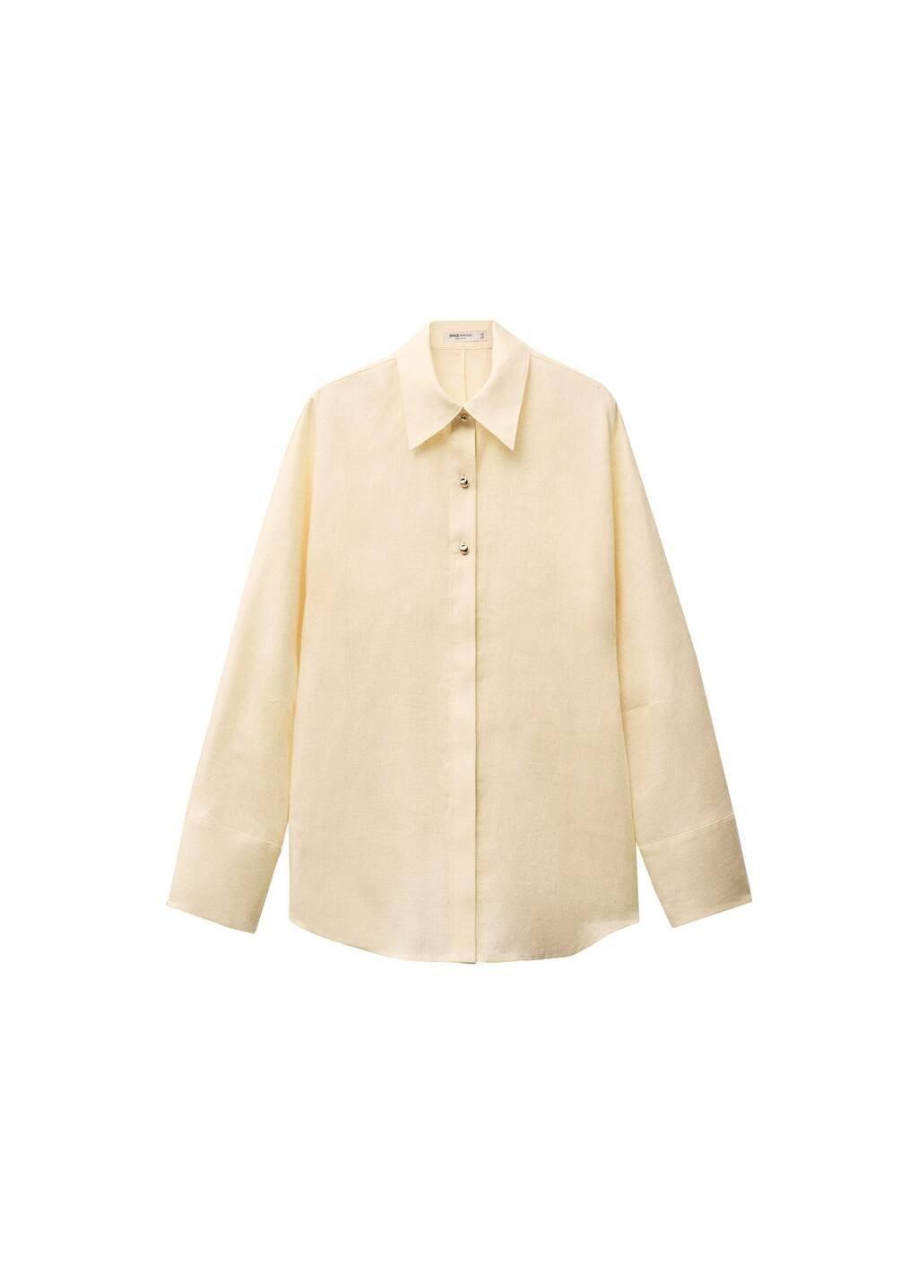Yellow Linen Shirt With Button Detail, , large image number 2
