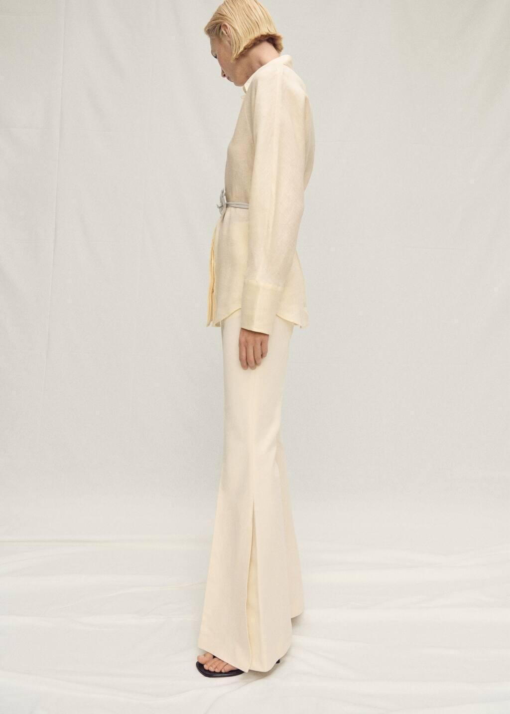 Yellow Linen Shirt With Button Detail, , large image number 5