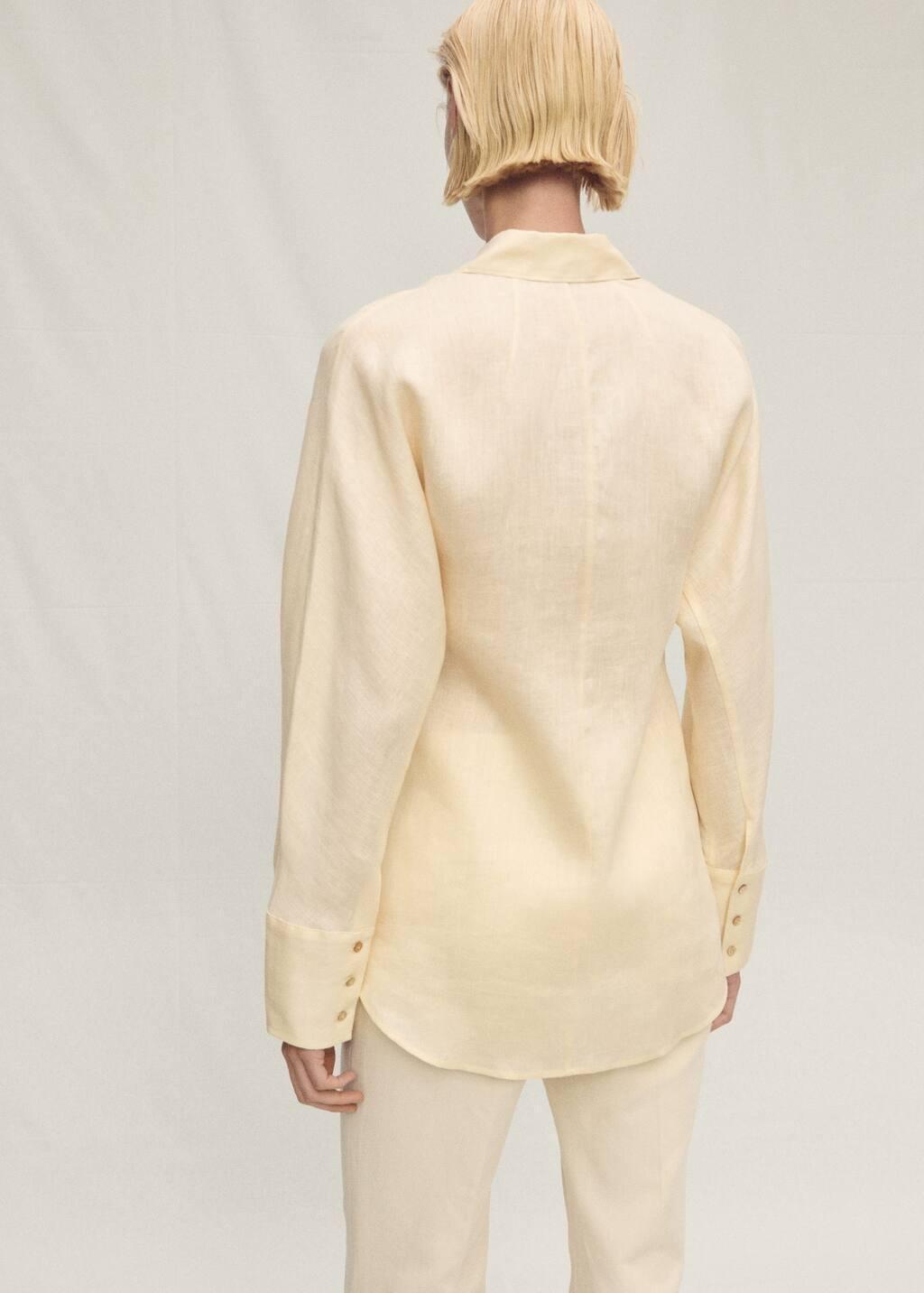 Yellow Linen Shirt With Button Detail, , large image number 7