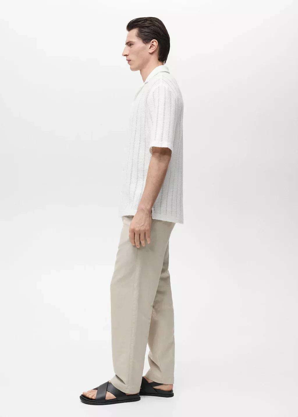 White Knitted Shirt With Pointelle Detail, , large image number 3