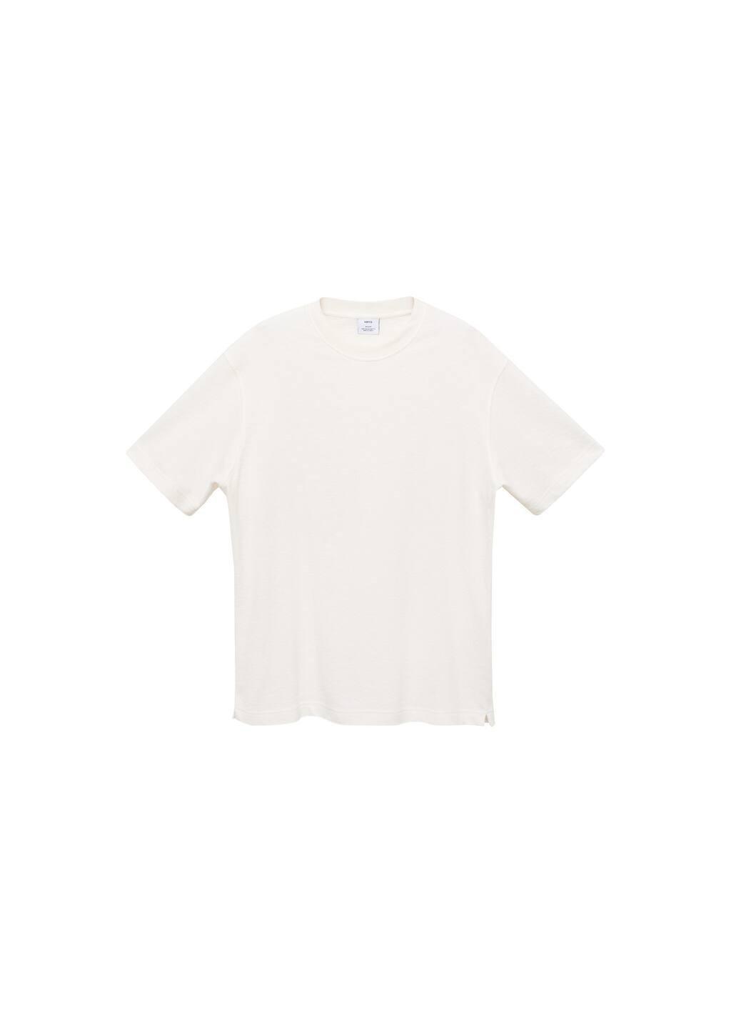 Beige Structured Relaxed-Fit T-Shirt, , large image number 2