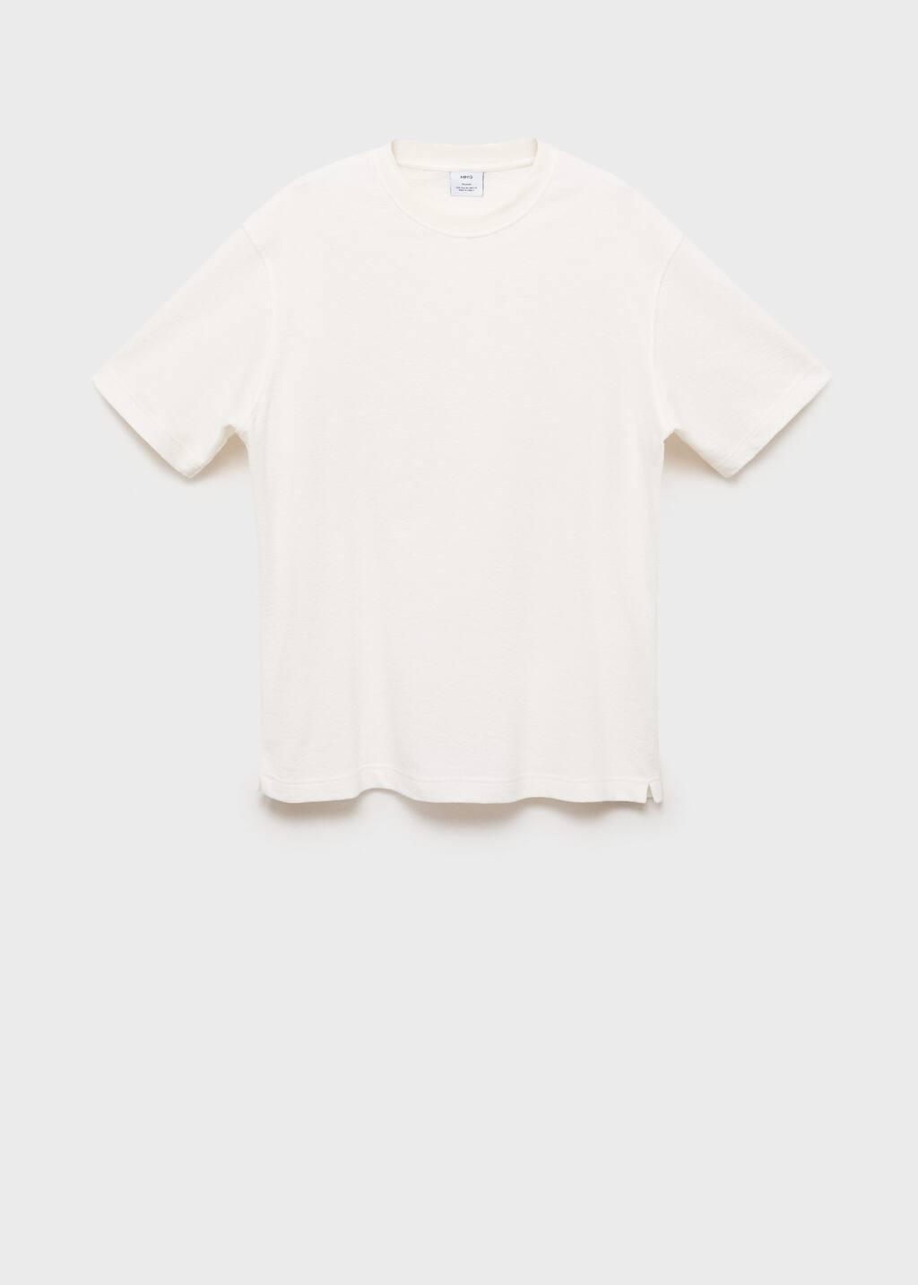 Beige Structured Relaxed-Fit T-Shirt, , large image number 4