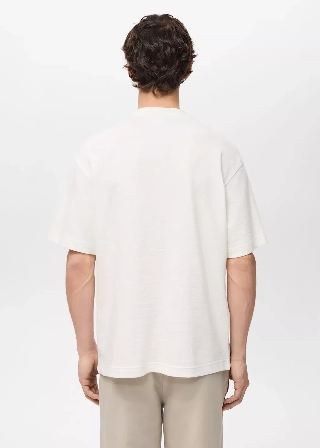 Beige Structured Relaxed-Fit T-Shirt, , large image number 6
