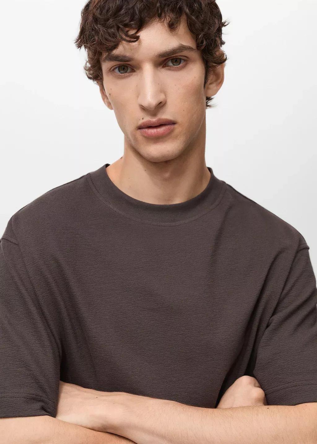 Brown Structured Relaxed-Fit T-Shirt, , large image number 1