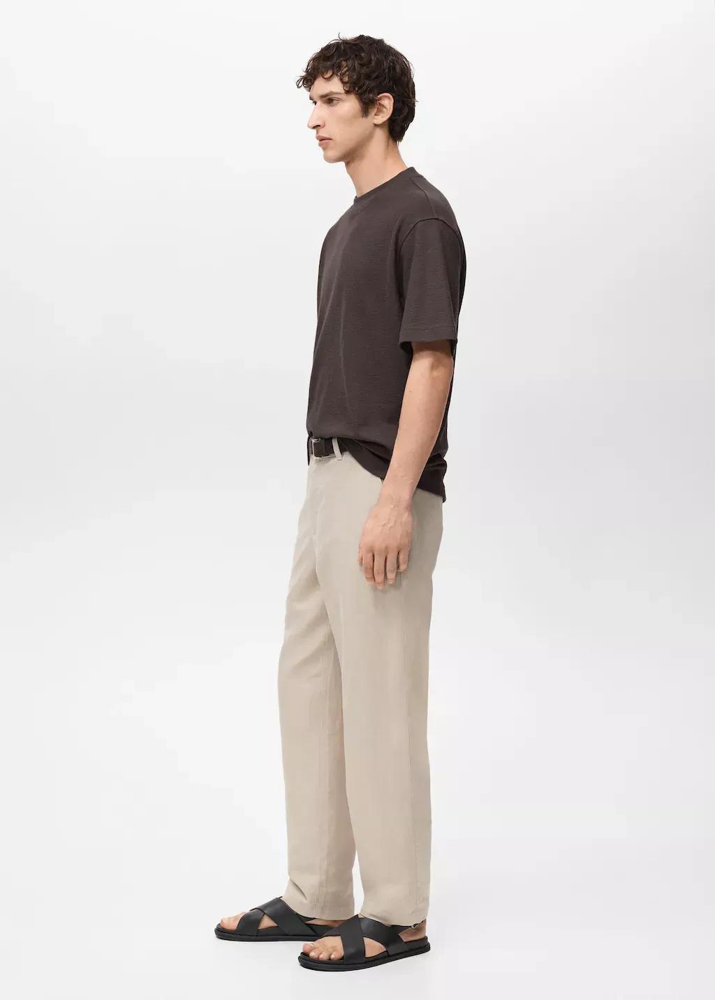 Brown Structured Relaxed-Fit T-Shirt, , large image number 3