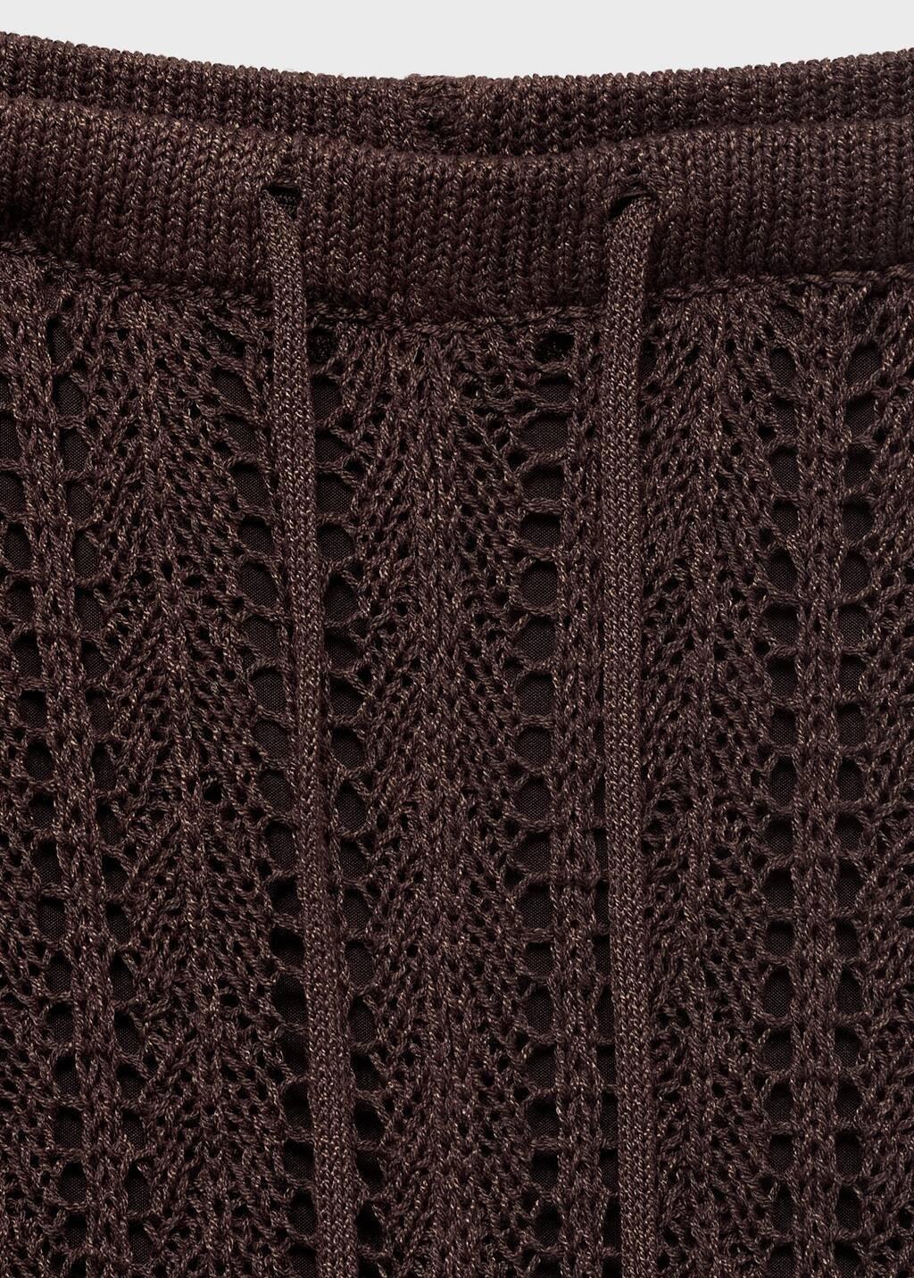 Brown Straight-Fit Openwork Knitted Trousers, , large image number 4