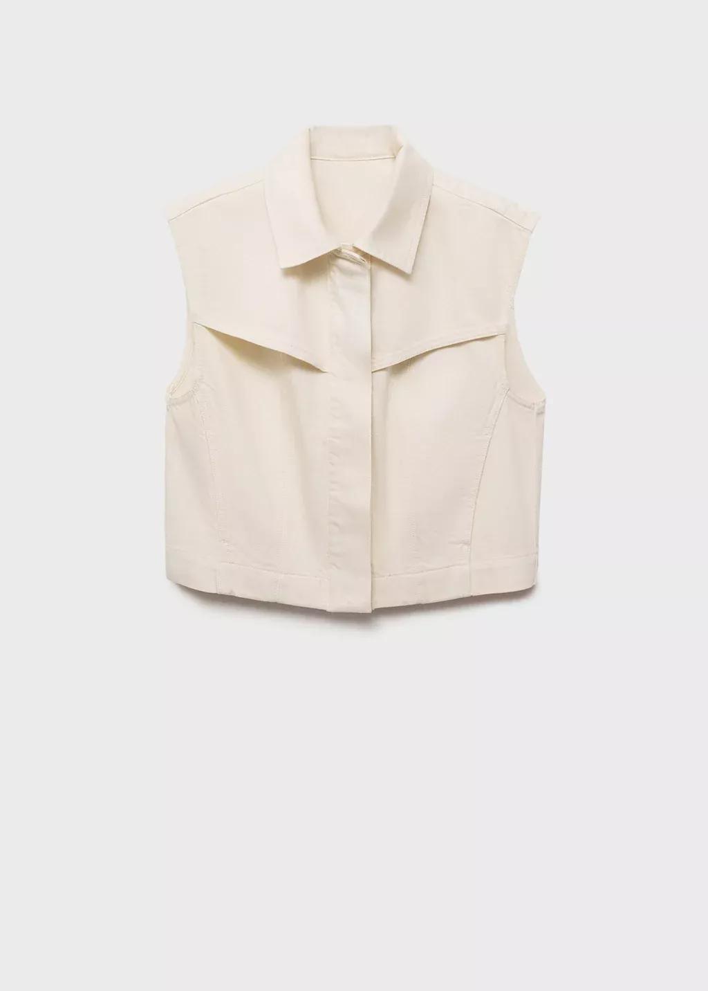 Beige Denim-Effect Waistcoat, , large image number 3