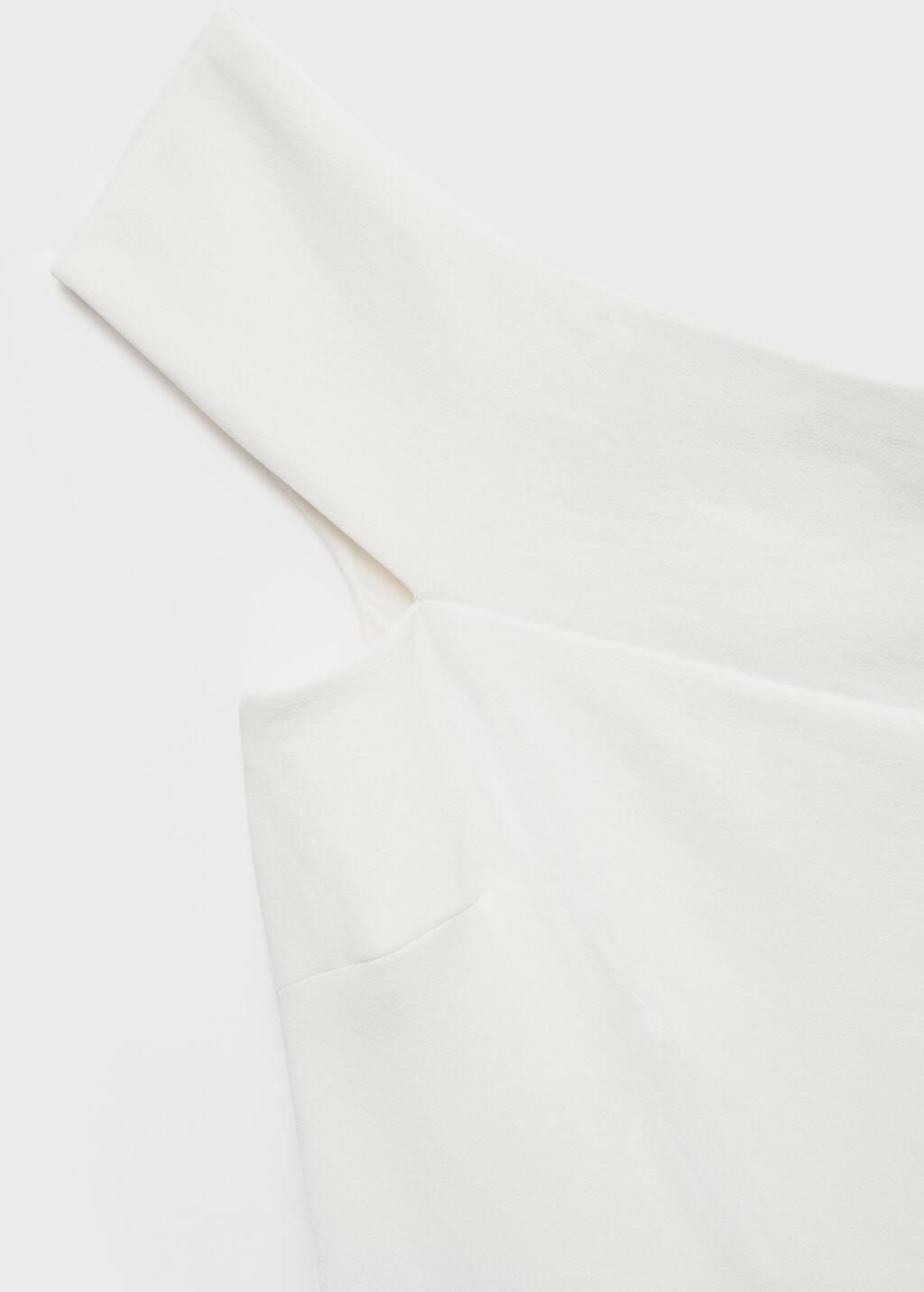 White Long Jumpsuit With Asymmetrical Neck, , large image number 4