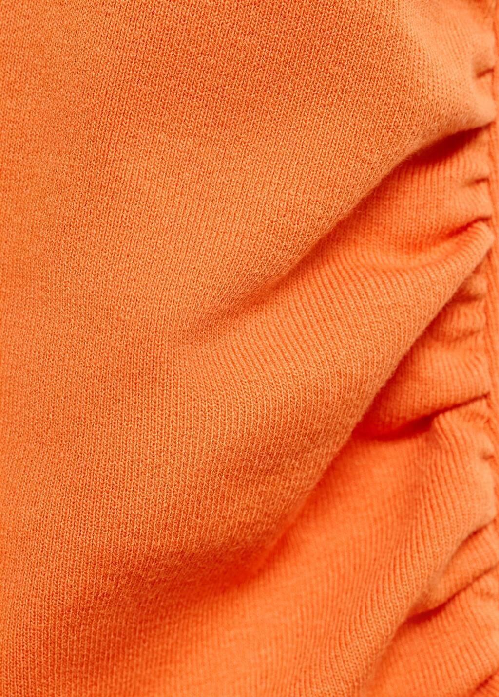 Orange Draped Dress With Perkins Collar, , large image number 4