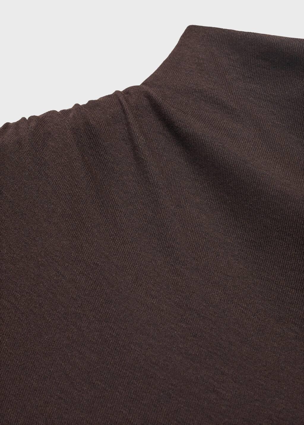 Brown Draped Dress With Perkins Collar, , large image number 4
