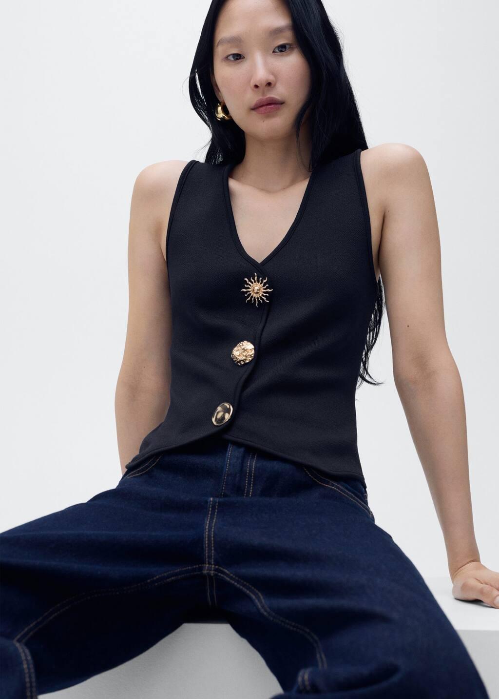 NAVY Knitted waistcoat with jewel buttons, , large image number 2