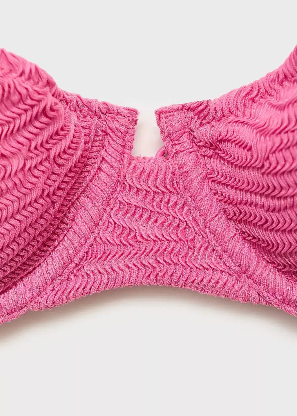 Pink Textured Underwired Bikini Top, , large image number 3